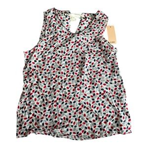 Z-ONE Women’s‎ Sleeveless Leaf Print Blouse Top S/M – Blue Red White